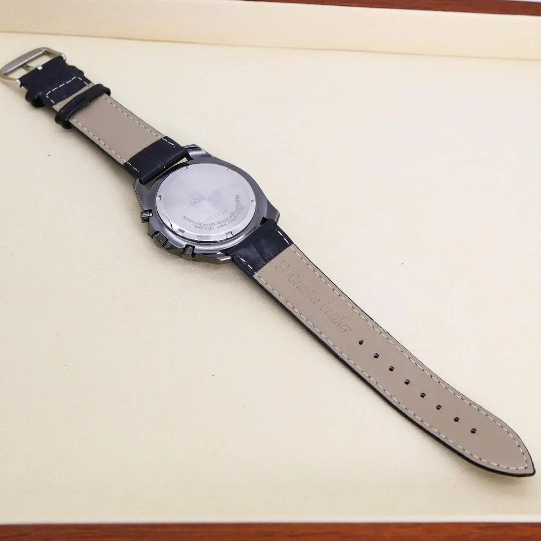 稼働 SEIKO 腕時計 クロノグラフ ブラック デイト 新品電池 2547