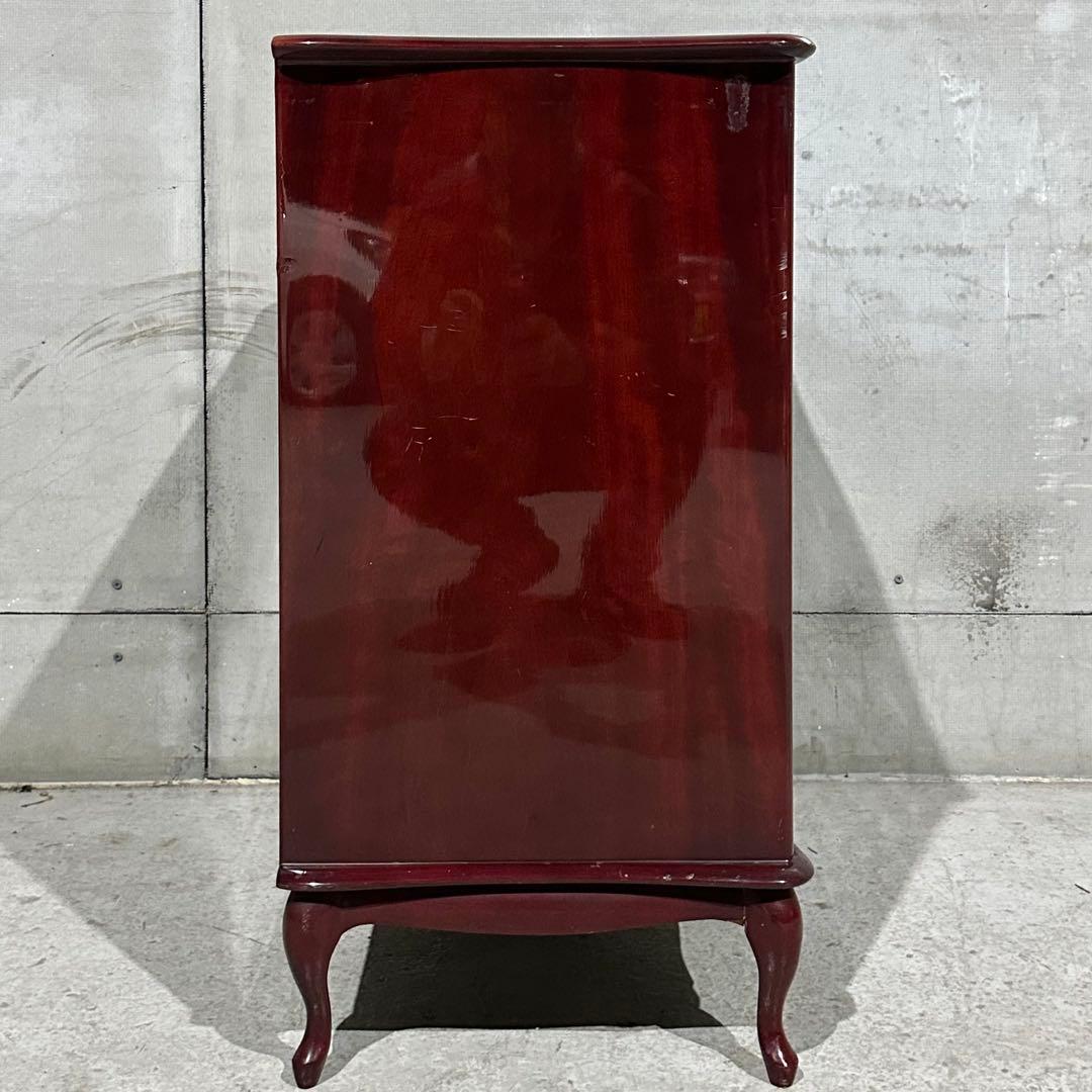 輸入家具꧂アンティーク調 7段チェスト ワインレッド 猫脚 クラシック収納