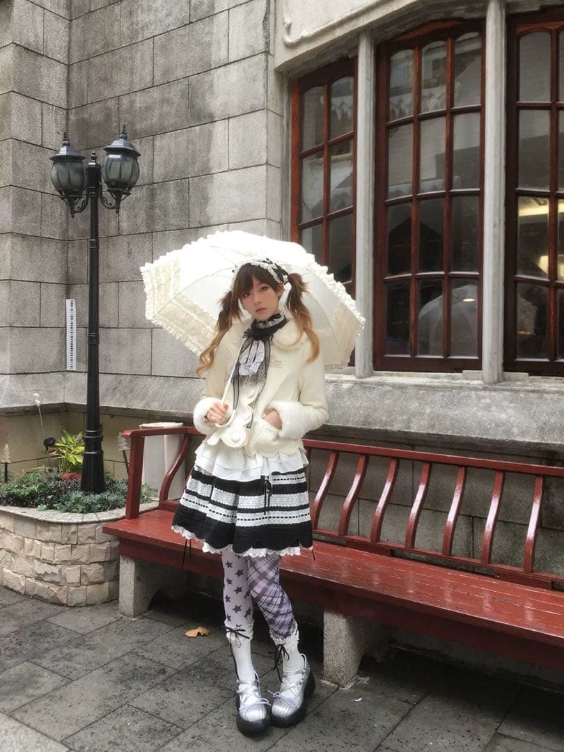 逃跑乐园loveplayshop y2kチェック柄星　タイツ　ブラック