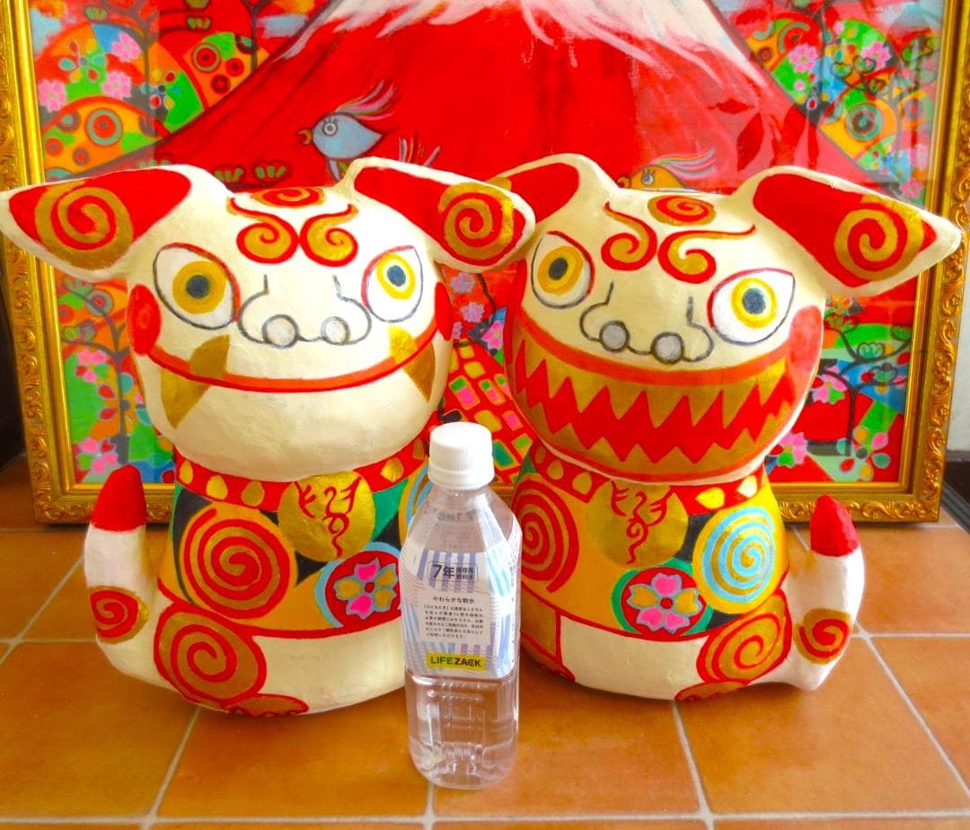 張り子　ジャンボシーサー　ラッキーアイテム　風水　置物 開運風水グッズ 獅子置物 狛犬 インテリア アジア かわいい シーサー