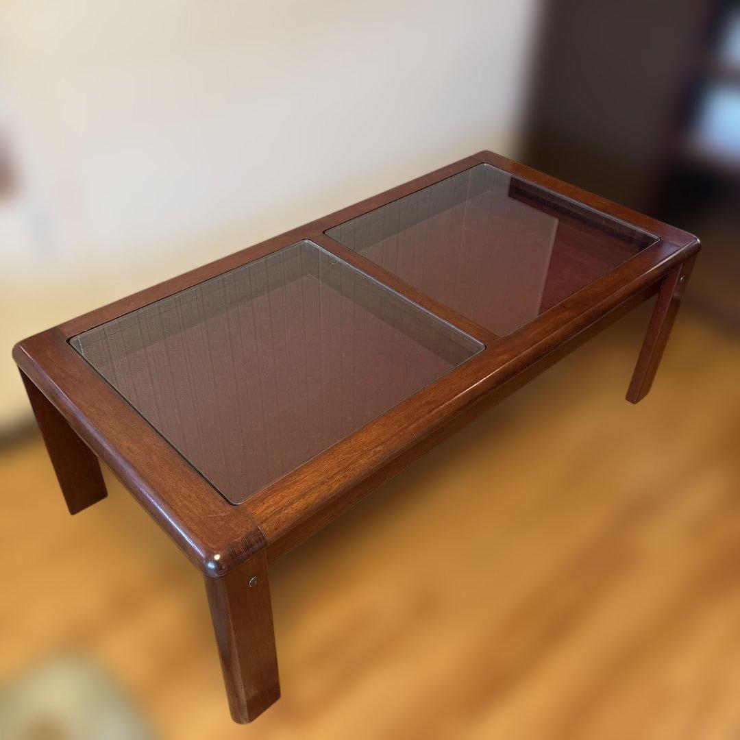 昭和レトロ！120cmローテーブル平成レトロ ガラス天板ディスプレイ