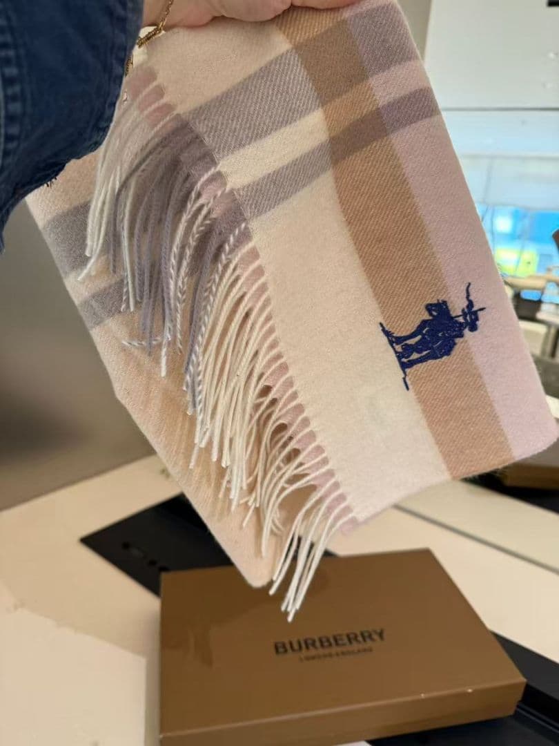 チェック柄マフラー ピンク系 30×180