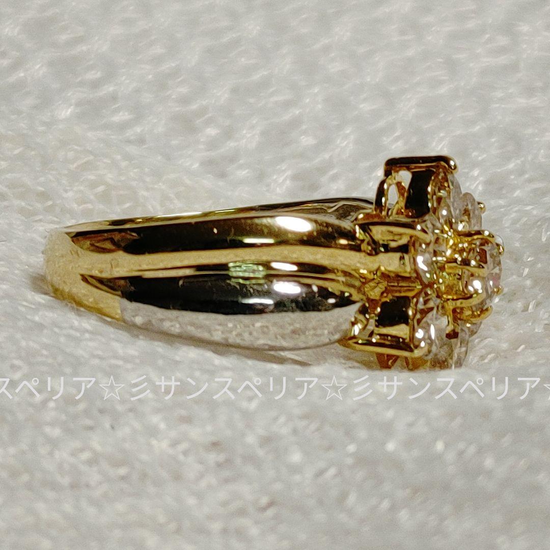 K18&Pt900 ライトブラウンダイヤモンド1.00ctのフラワーリング