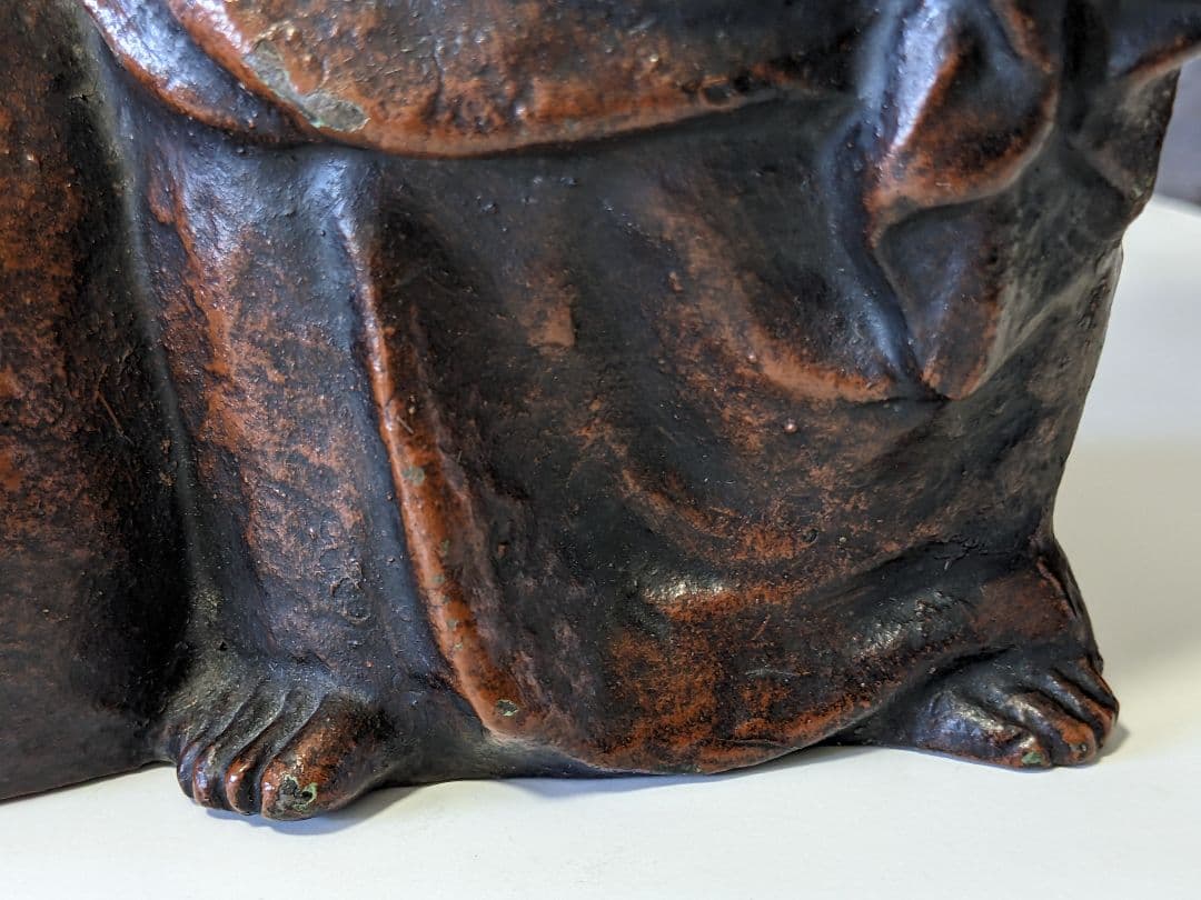 ♢時代物 置物飾り 江戸時代頃 唐子に布袋像？鉄製？備前焼置物 七福神