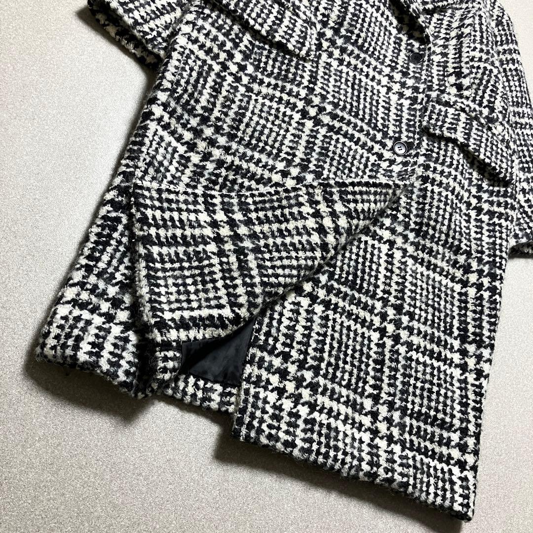 千鳥柄 コクーン シャギー】クラネ オーバーコート ツイード ロング