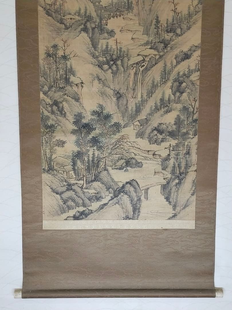 ♥掛軸【長谷川嵐渓】山水図 掛け軸 骨董 古玩 中国