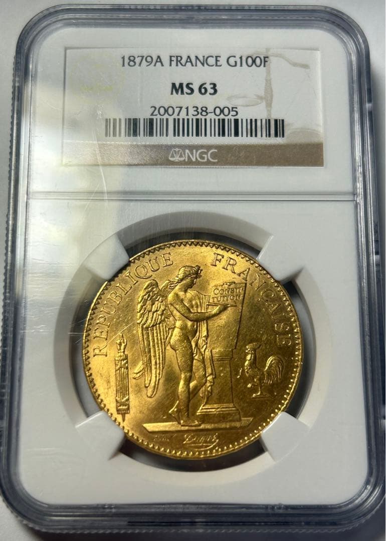 1879A フランス G100フラン　エンゼル金貨　NGC MS63 1879A フランス G100フラン エンゼル金貨 NGC MS63 - メルカリ