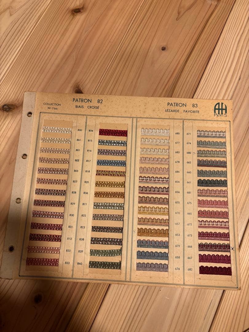 フランスアンティーク　リボンサンプル帳 アンティークリボン、フランスのサンプル見本カード、パスマントリー