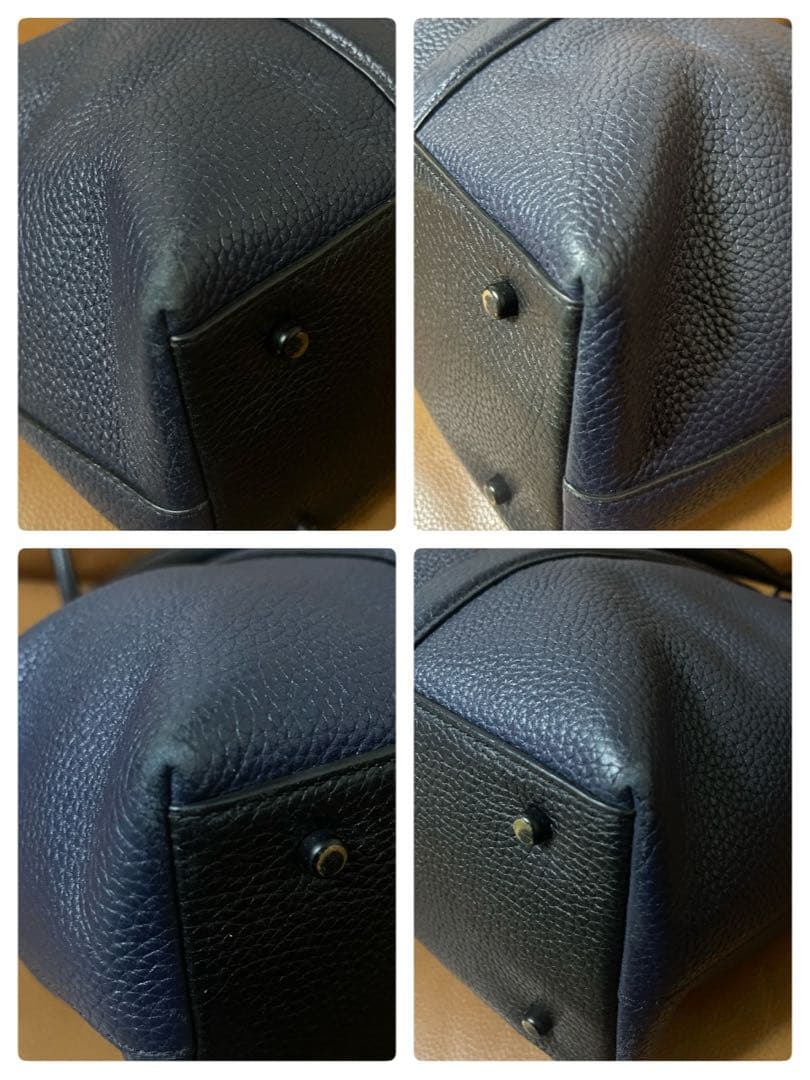 COACH ネイビー ・黒レザー トートバック　A4