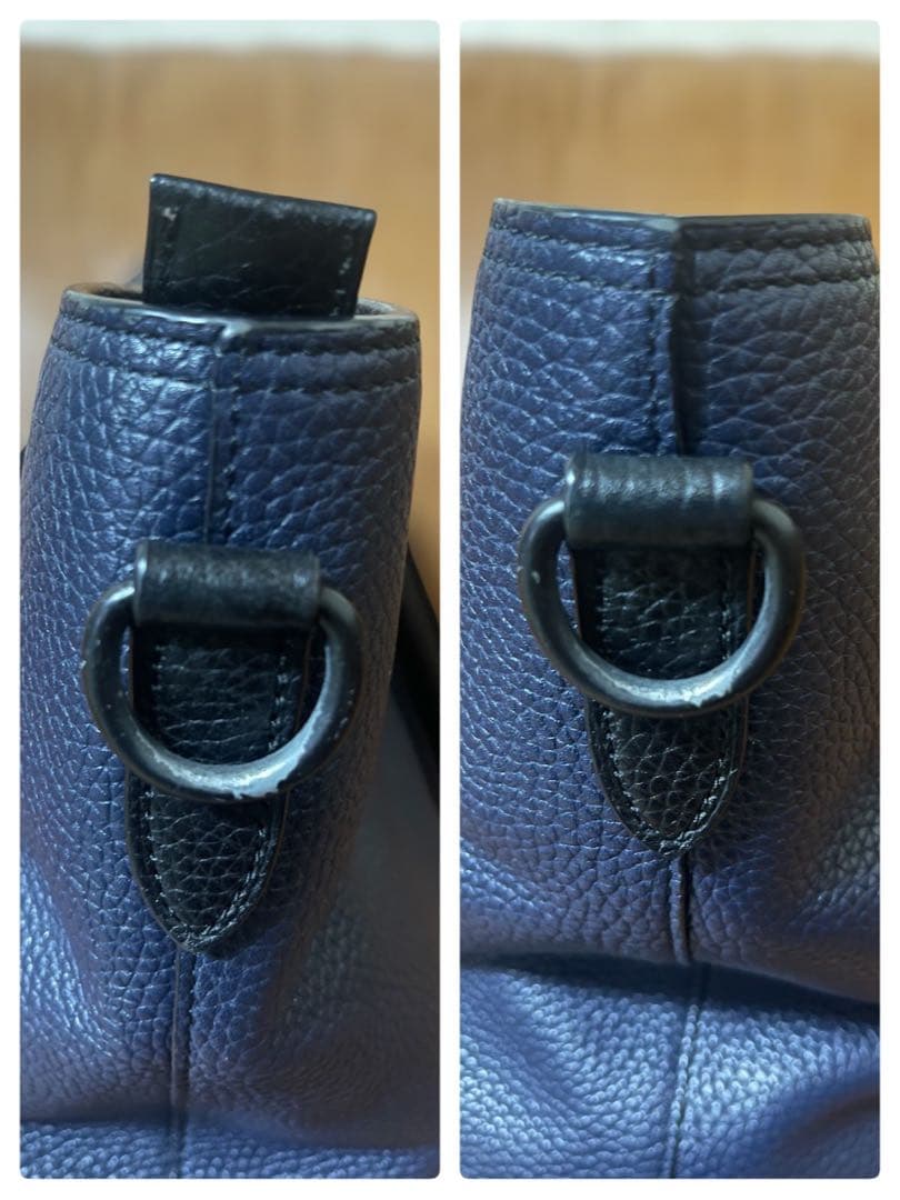 COACH ネイビー ・黒レザー トートバック　A4