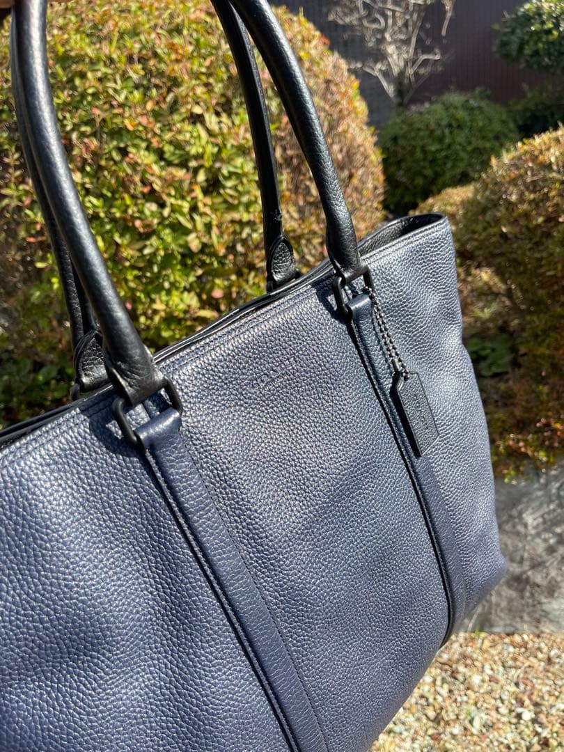 COACH ネイビー ・黒レザー トートバック　A4
