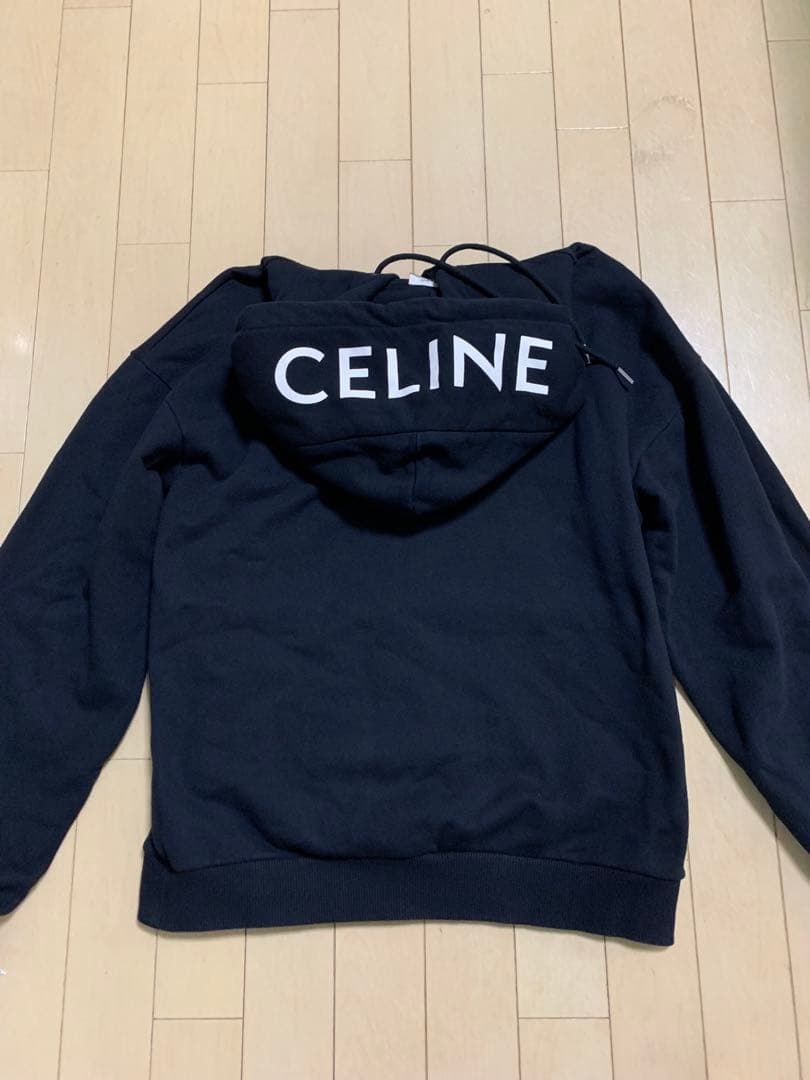 セリーヌ-CELINE ジップアップパーカー 黒 美品　 Mサイズ