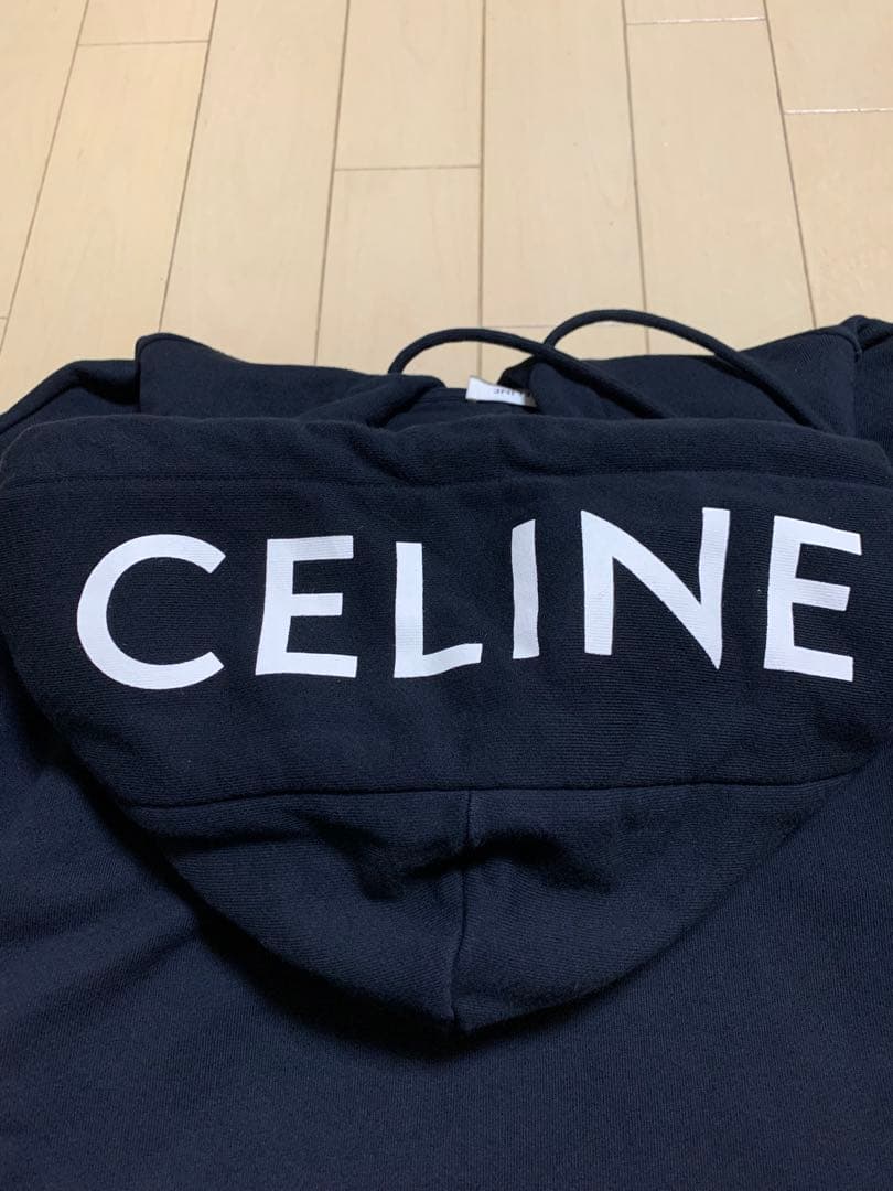 セリーヌ-CELINE ジップアップパーカー 黒 美品　 Mサイズ