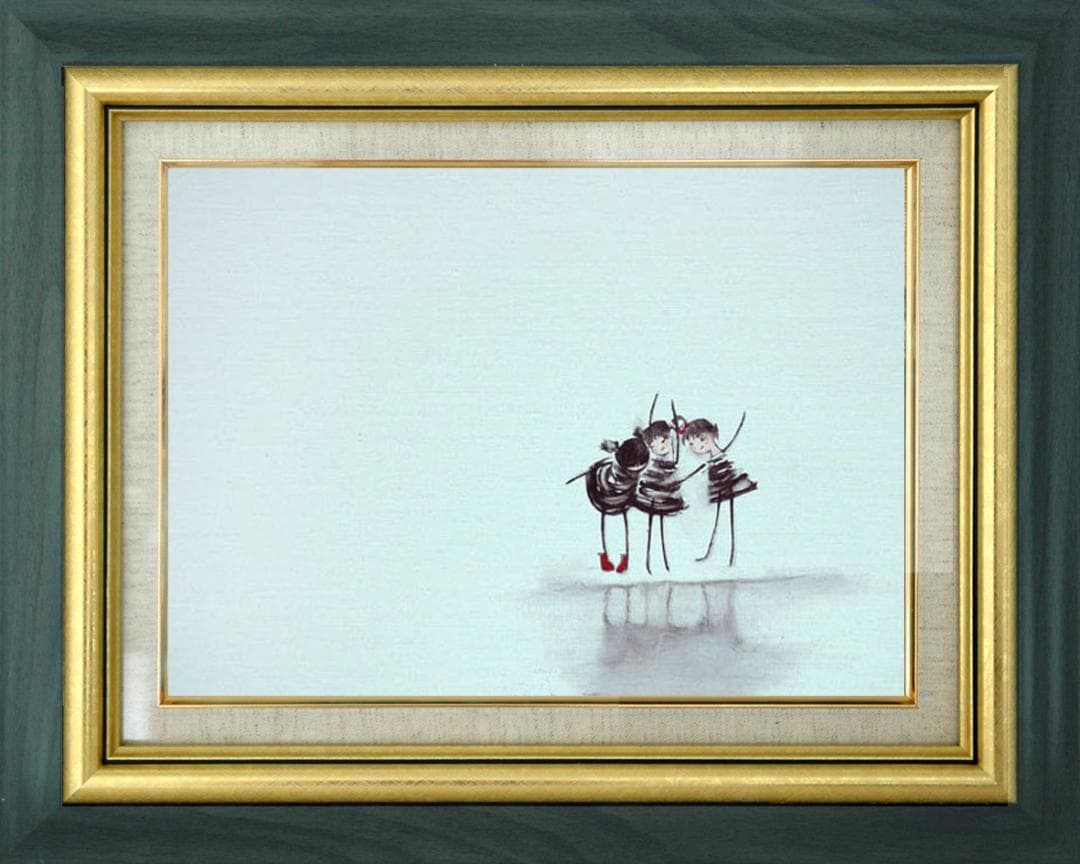 油絵 菅家令子 絵 絵画インテリア額付(黒) F4-081514人物 可愛い子供