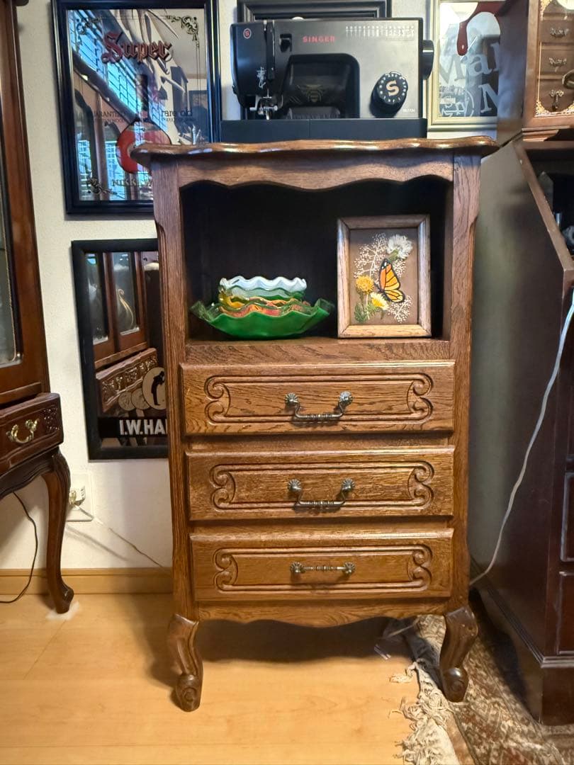 三越 ブルージュオーク材 サイドチェスト 電話台 ルーマニア