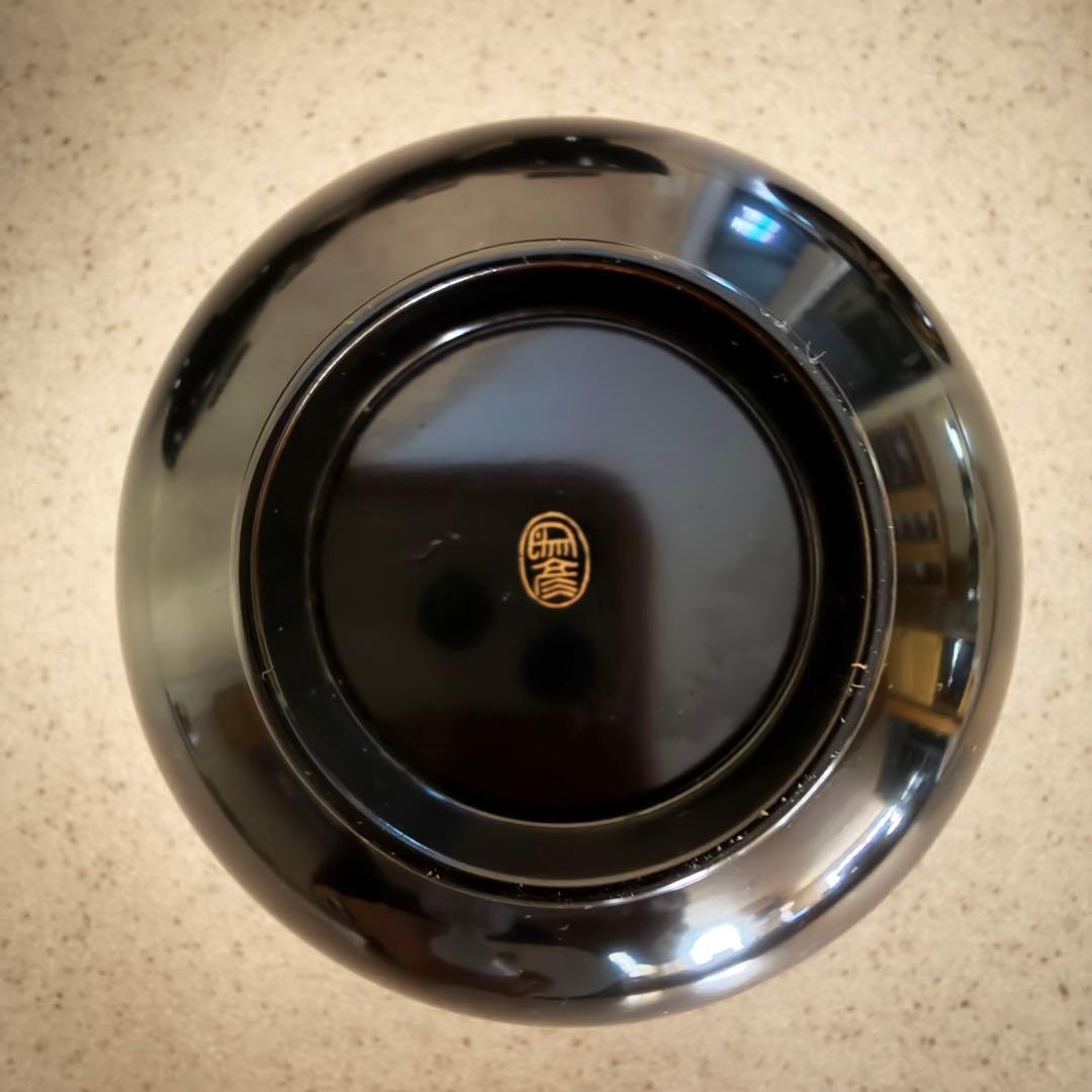 象彦 真黒塗 小丸椀 金蒔絵 昭和初期 吸物椀 5客 お正月 お祝い 新品に近い