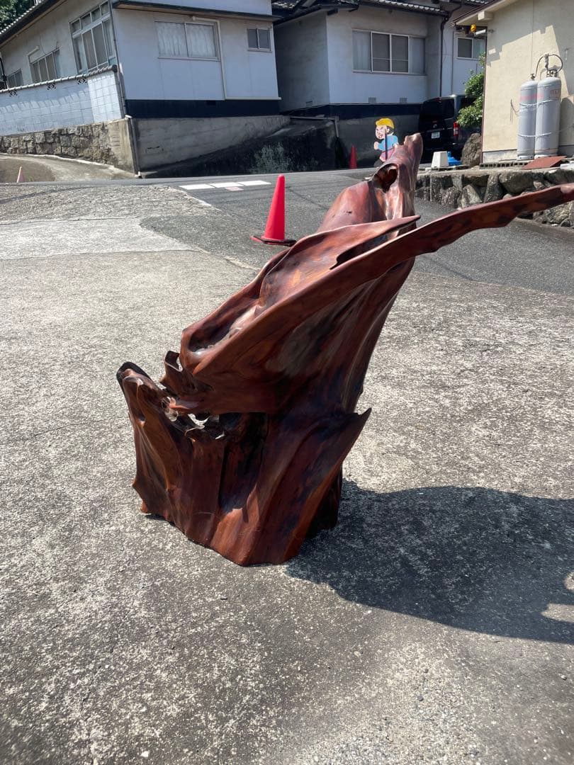 屋久杉 ダークブラウン 木製彫刻 自然形状