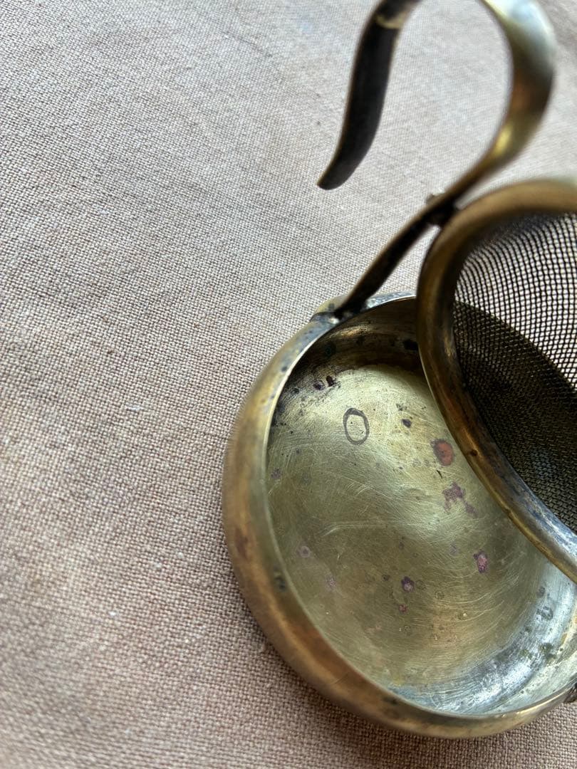 フランス アンティーク ティー ストレーナー 真鍮 茶漉し 100年 レア