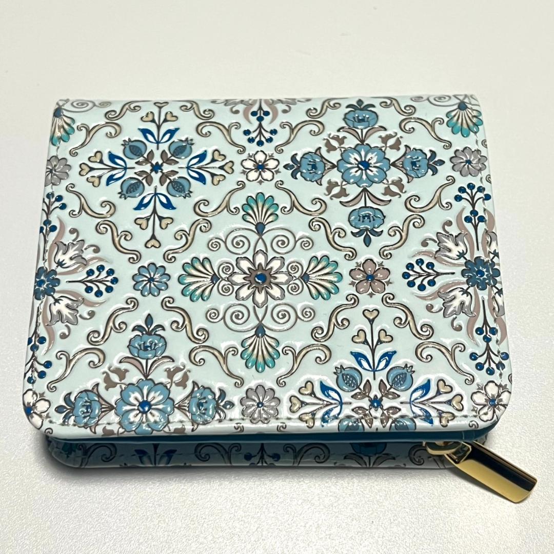 【新品未使用】浅草文庫 シルクロード 友禅染 江戸小紋 二つ折り 財布 日本製