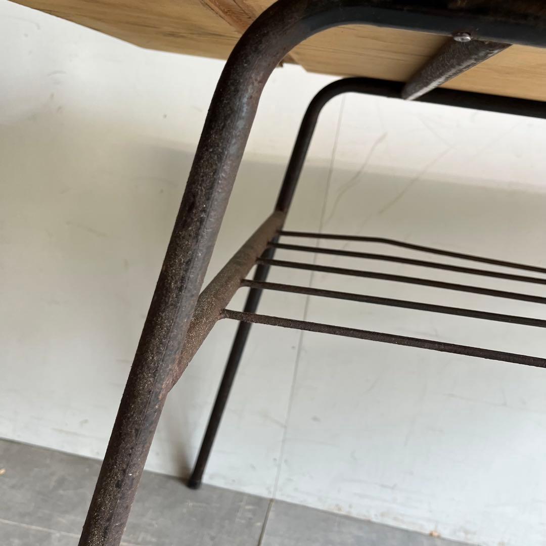 アンティーク アイアン テーブル 古材 一枚板 鉄脚 z542