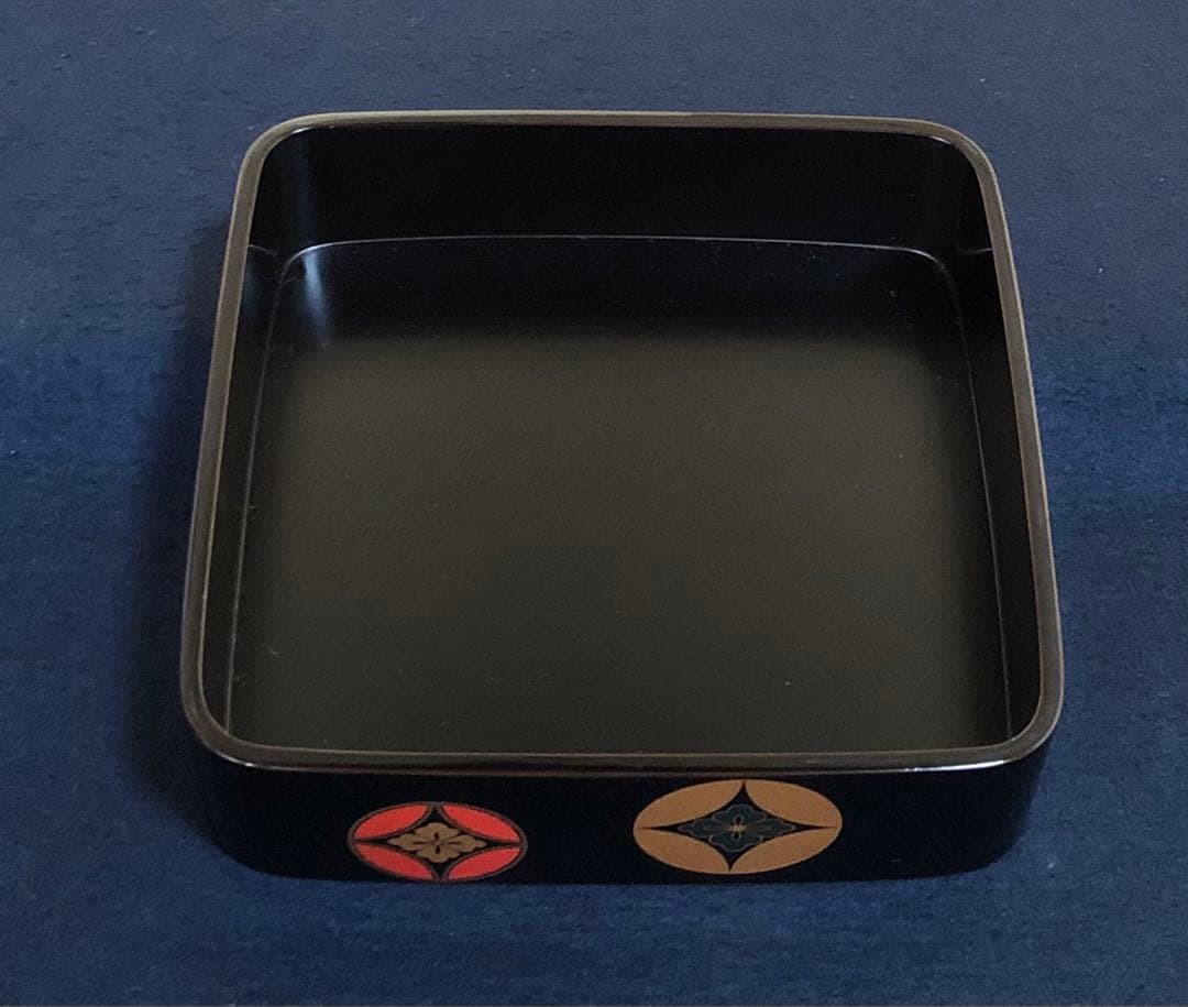 《レ》黒塗 七宝蒔絵 四段重 重台付 平安光村造 共箱 251201お2