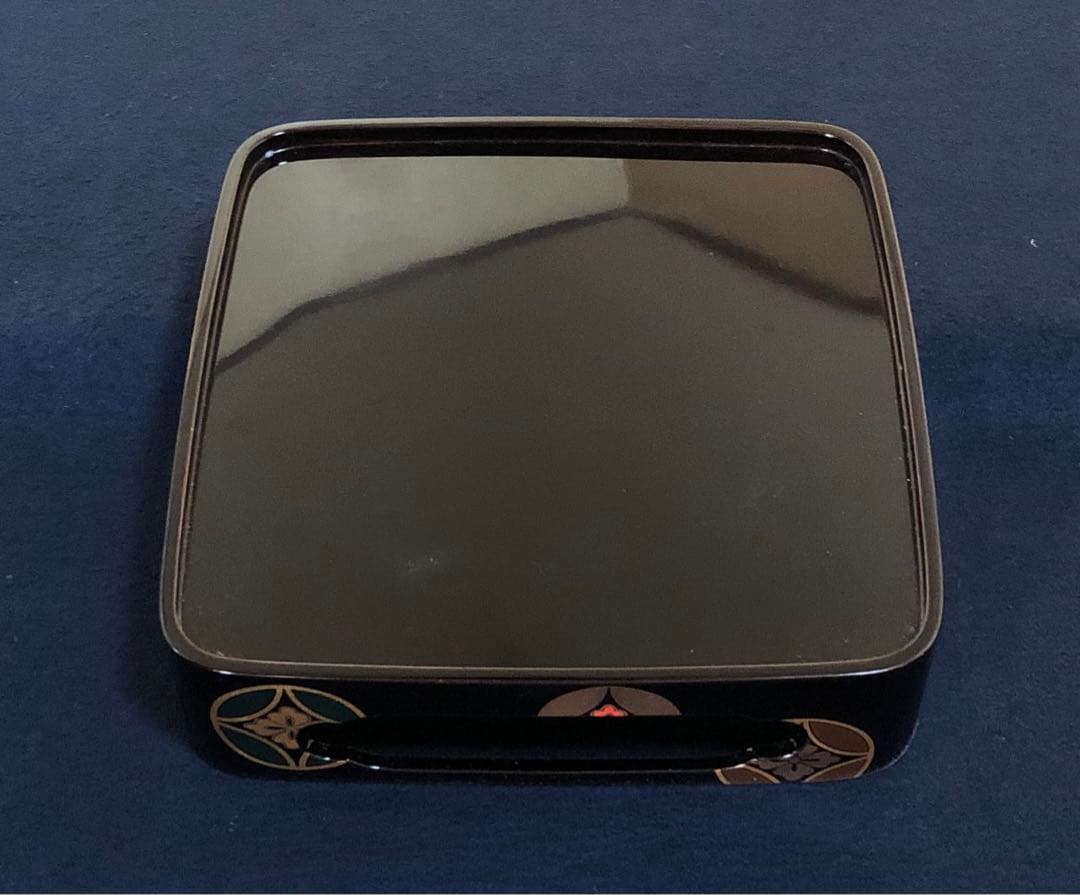 《レ》黒塗 七宝蒔絵 四段重 重台付 平安光村造 共箱 251201お2