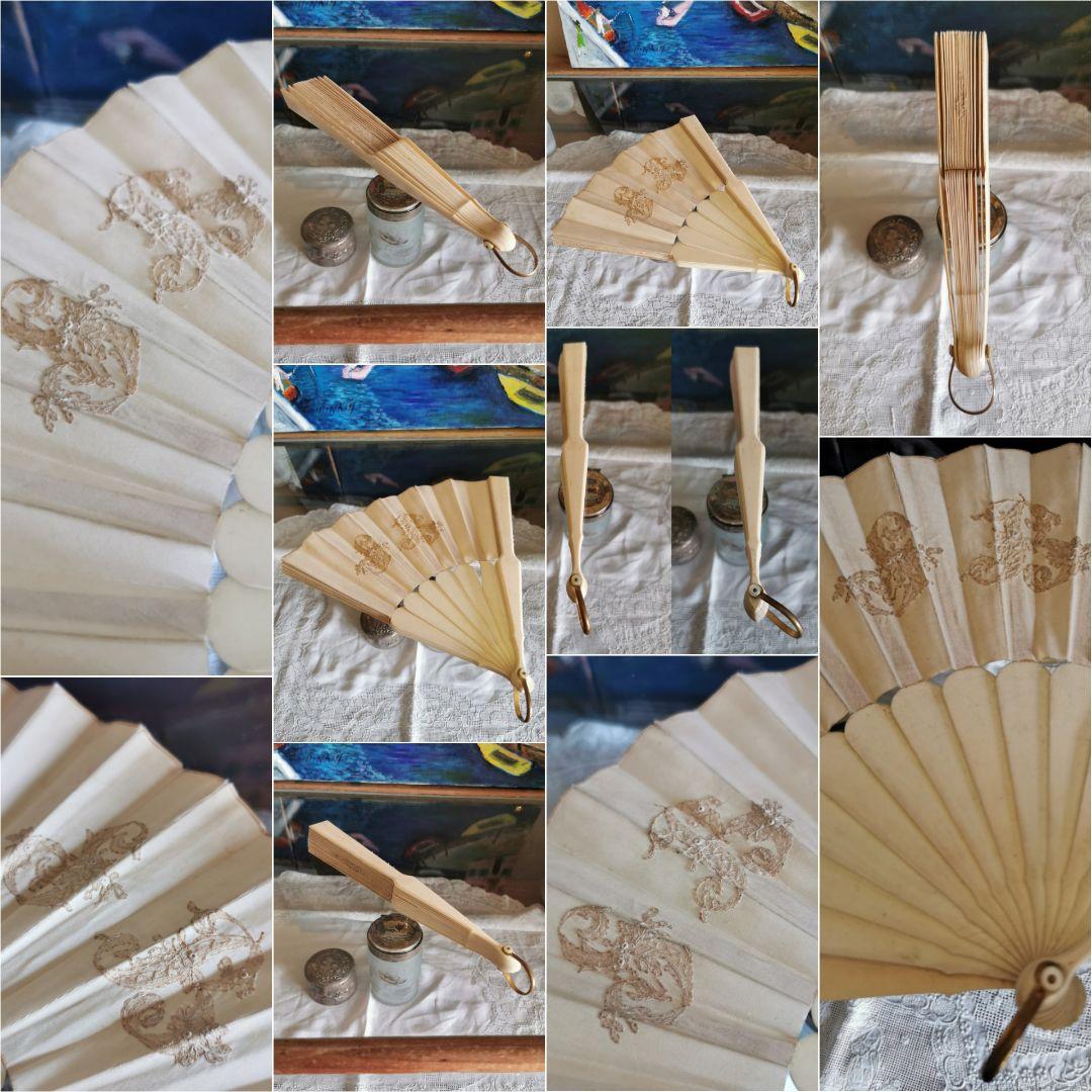 アンティークブルージュ ロザリンペルレ レースファン シルク 象牙色