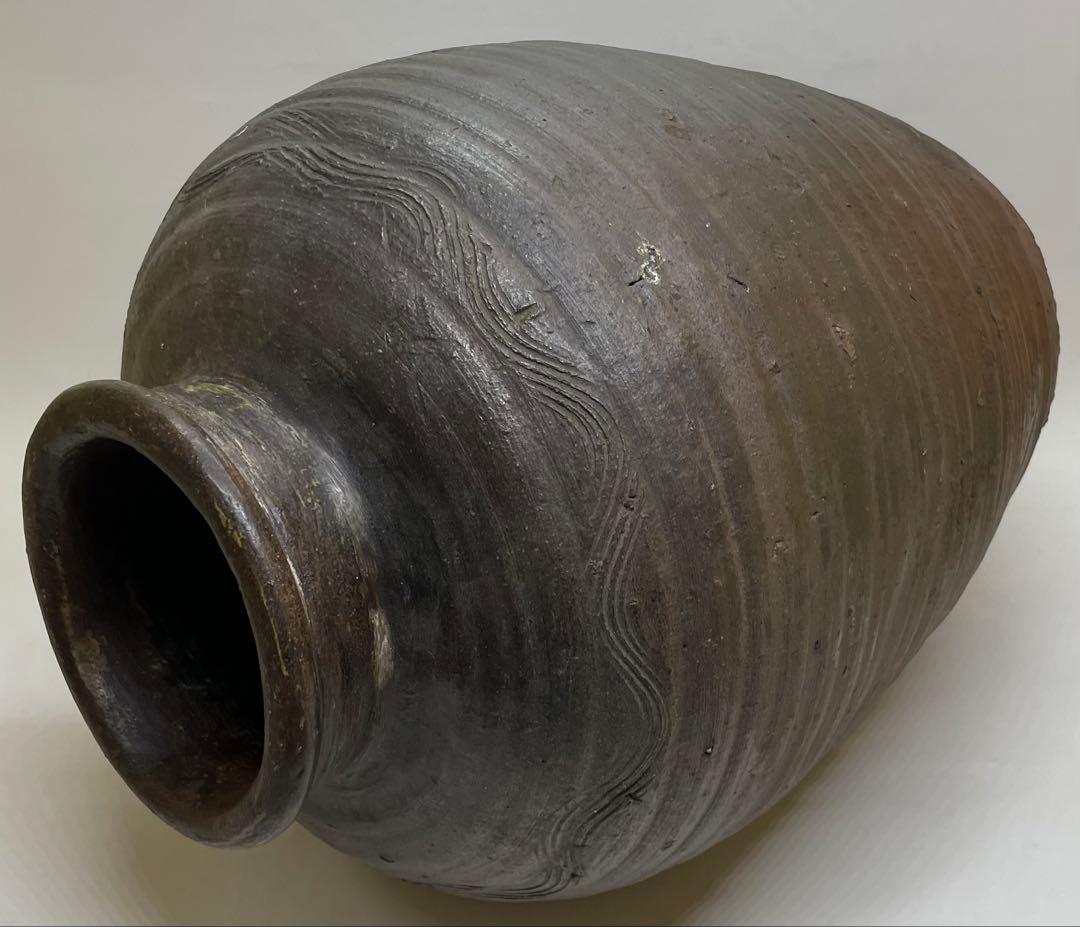 古備前　室町時代　波状文壺　下駄高台　34cm 　　　　　g0133