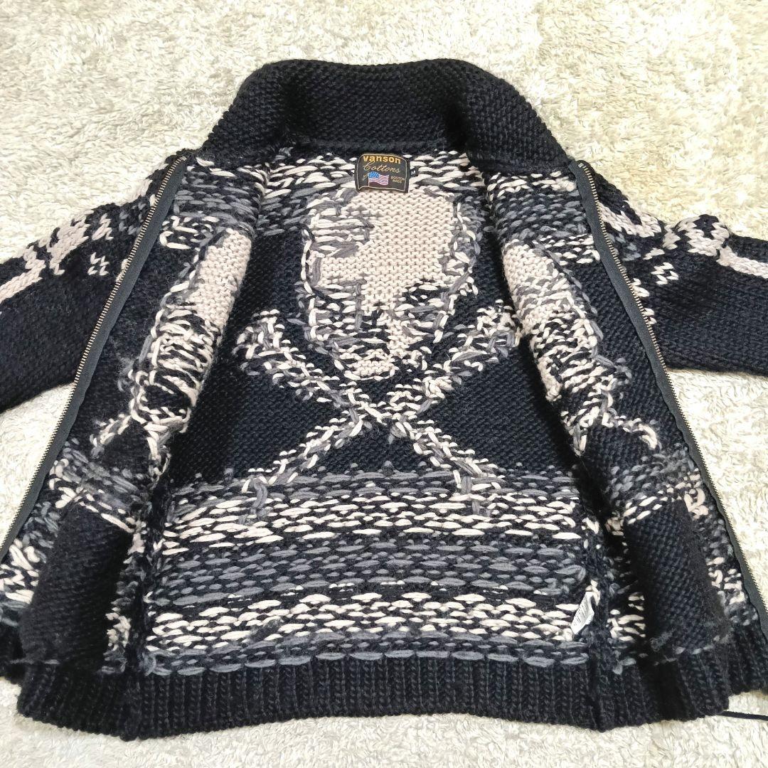 2030 美品 VANSON カウチン ジップアップニットセーター M