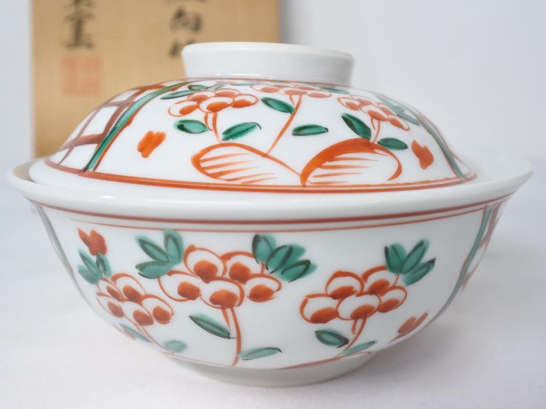 未使用 人間国宝 加藤卓男 幸兵衛窯 呉須赤絵蓋向付 5客揃 未使用 人間