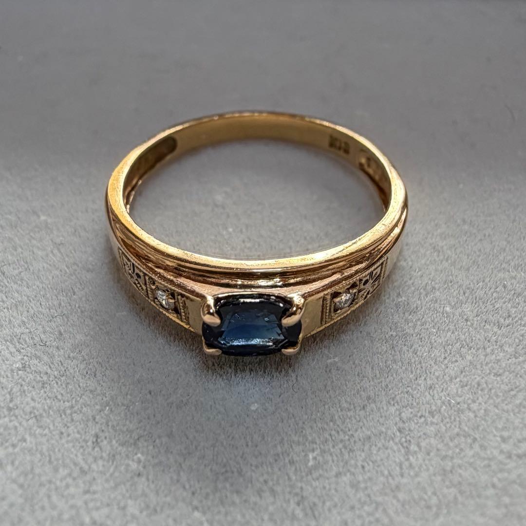 K18ゴールド サファイアカラーストーンリング　ヴィンテージ