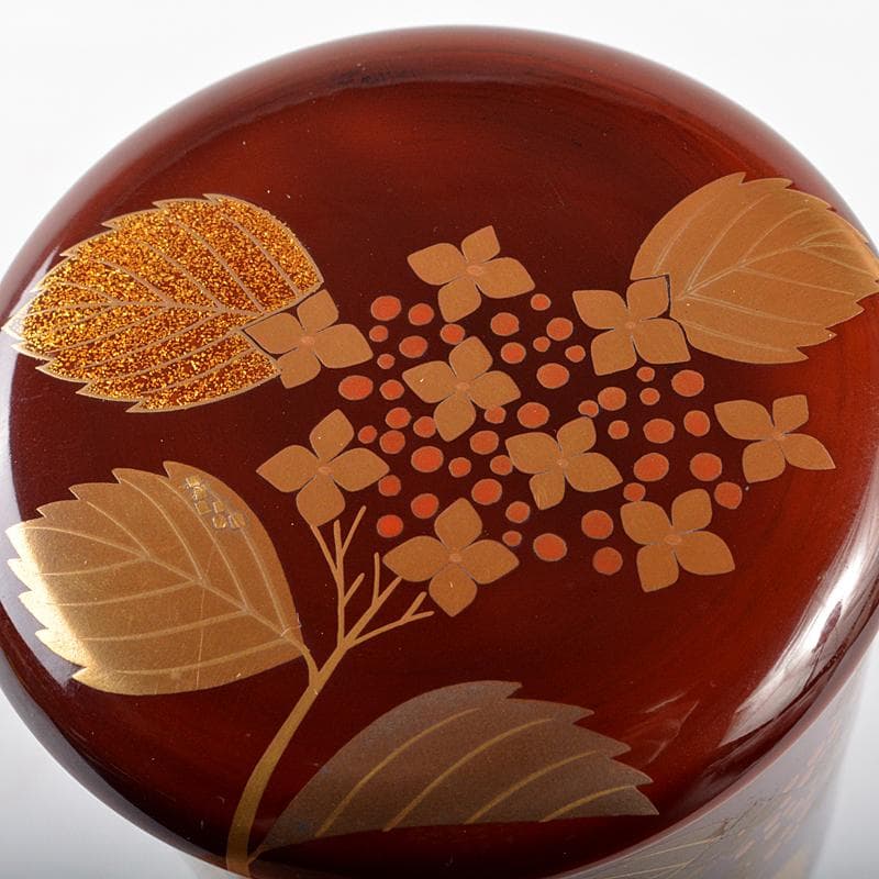 茶道具　中村宗伊作　紫陽花蒔絵　寸切茶器　共箱　V　R5459