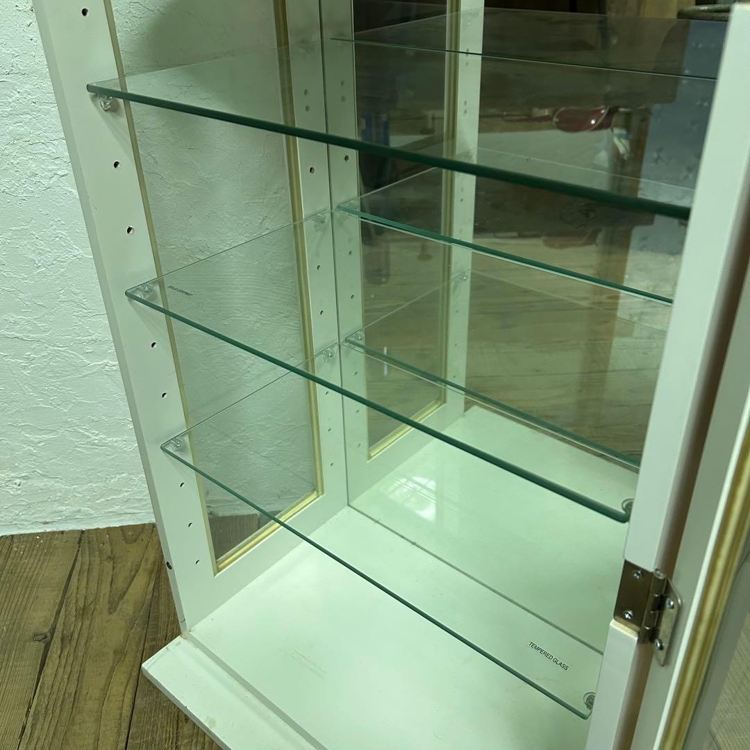 ガラス ショーケース コレクションケース 白a ガラスケース 4段両扉