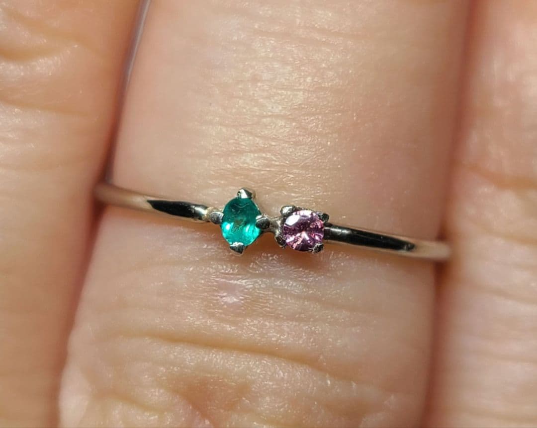 ☆バターリャパライバトルマリン&パパラチアサファイアリングPt900