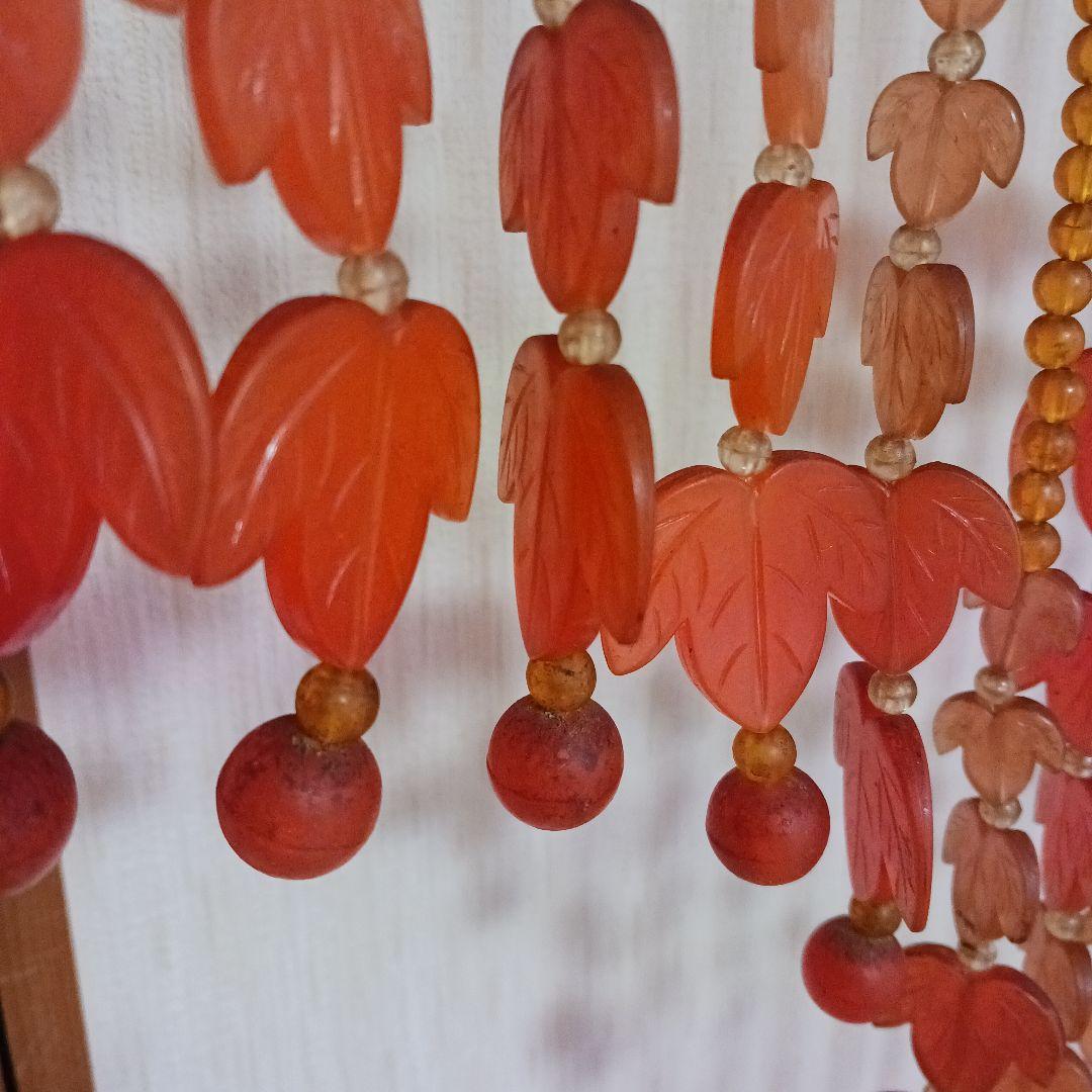 レトロポップ 葉っぱ型 玉のれん 珠のれん 昭和レトロ ビーズ 暖簾