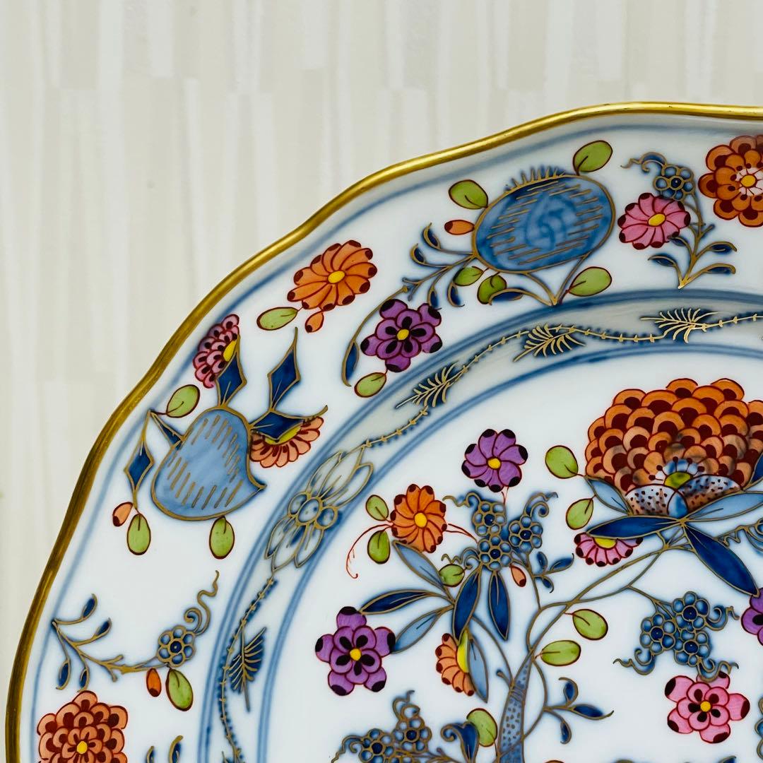 Meissen マイセン カラーオニオン 金彩 プレート ボタン剣 約24cm