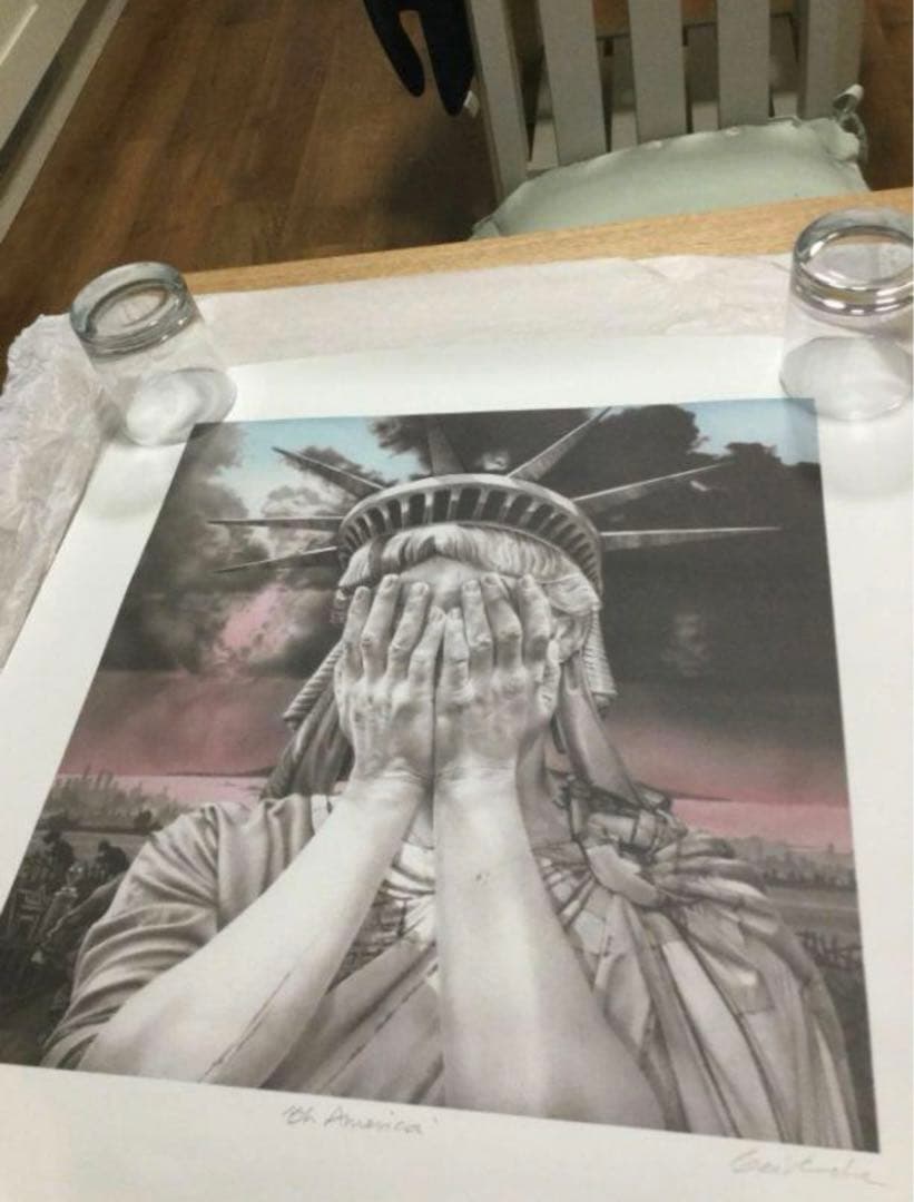 Gee Vaucher「OH AMERICA」額装済み