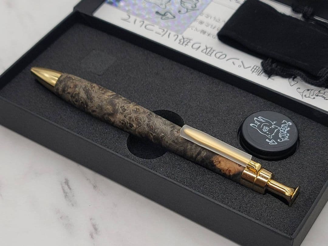 新品 こぶた工房 極上+花梨瘤 青瘤グロテスク 金金具 ボールペン