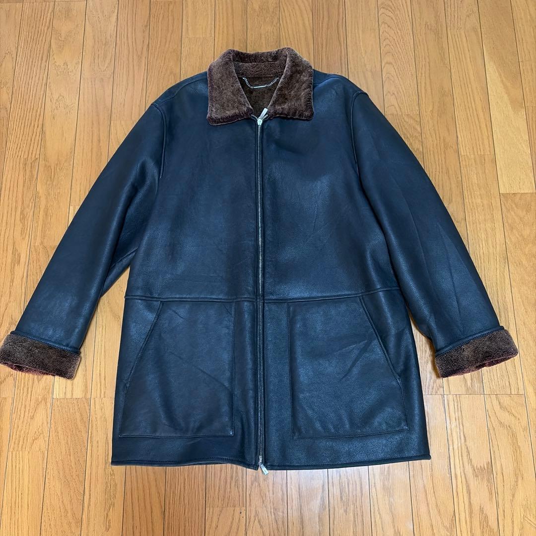 【値下げ】エルメネジルドゼニアのムートンコート　ブラック　イタリア製