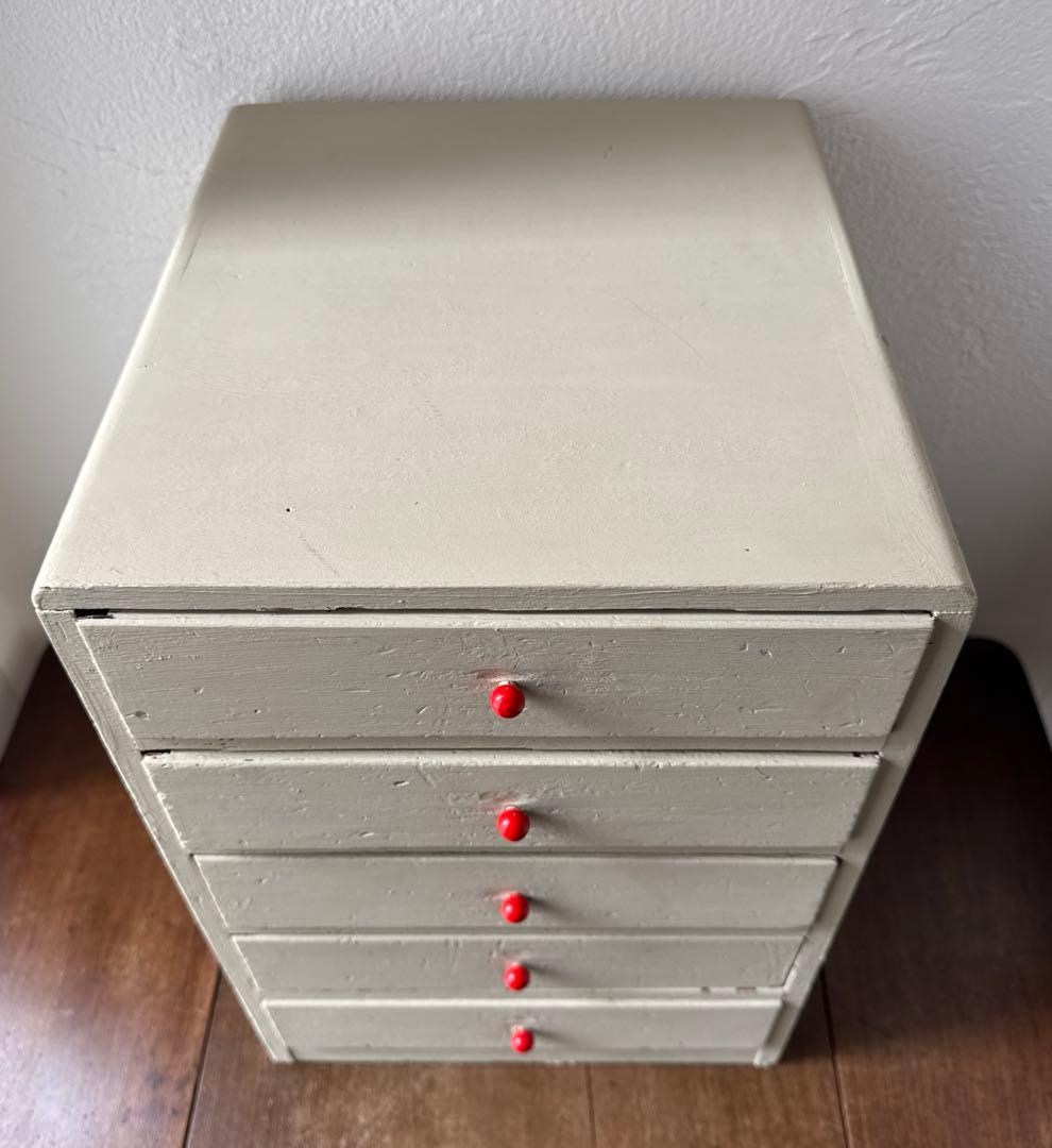 古道具 5杯の小引き出し 小物入れ 昭和レトロ 木製ドロワー アンティーク