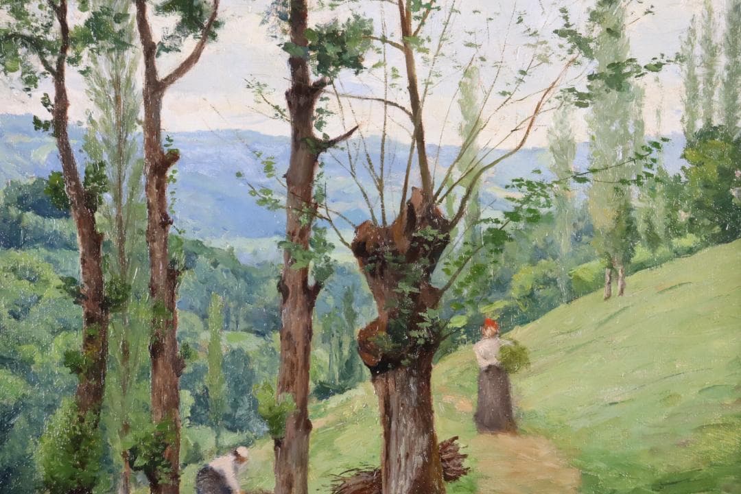 真作保証 19世紀古画 Charles-HenriQuinet 風景画油彩10号