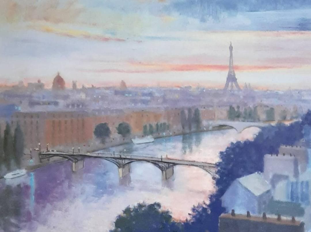 藤祥州、「黄昏のパリ」、希少画集の額装画、四季、風景、人気作品