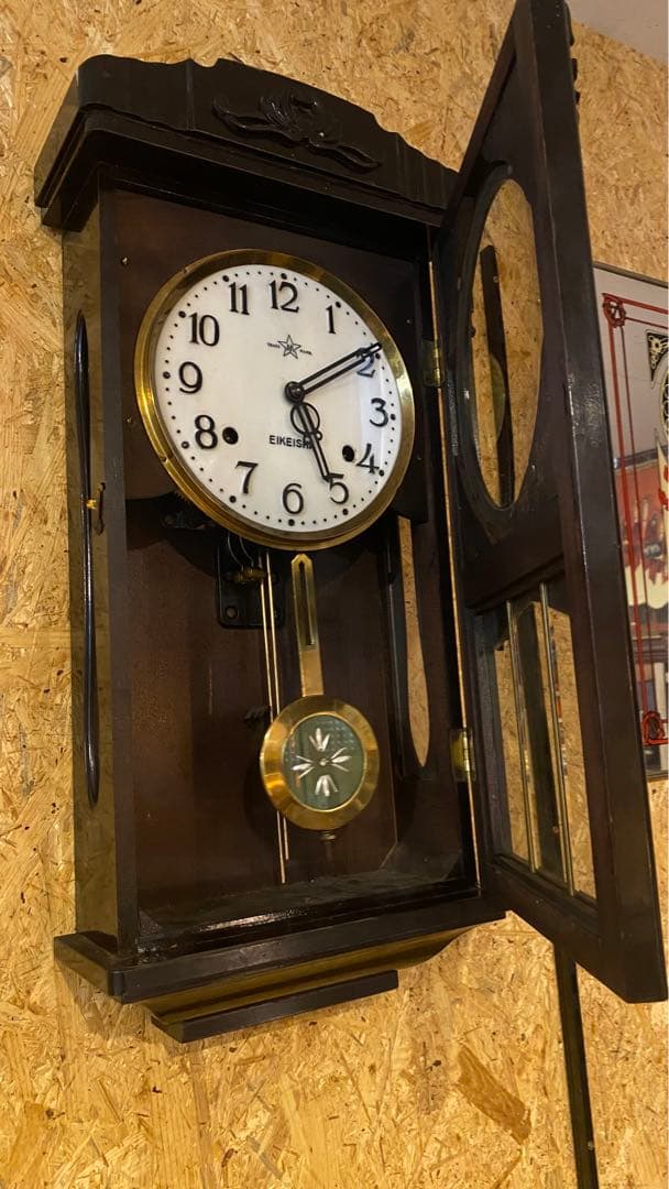 栄計舎　AK EIKEISHA ゼンマイ時計　機械時計　柱時計　掛時計　レトロ
