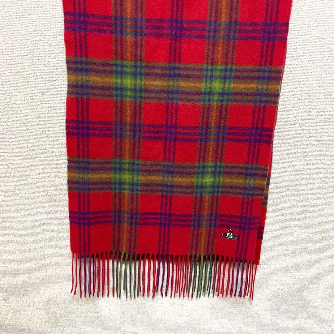 極美品 Vivienne Westwood カシミヤ マフラー チェック オーブ - メルカリ