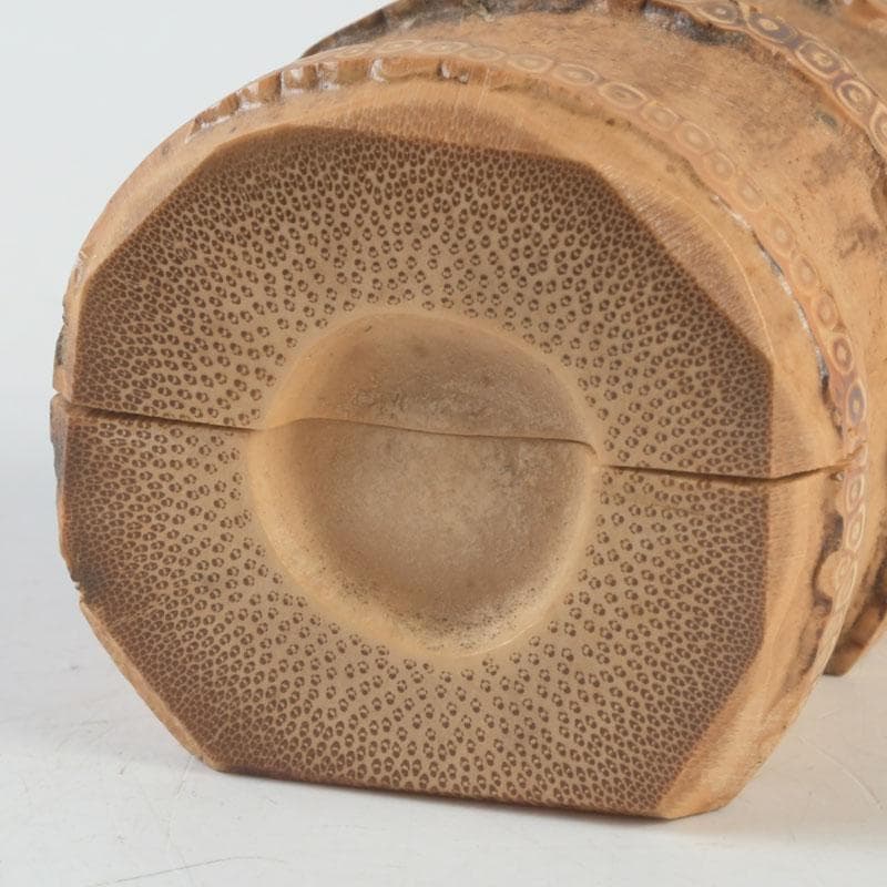 茶道具 皆空庵玉琳作 竹根香合 「福俵」 共布共箱 V 9330