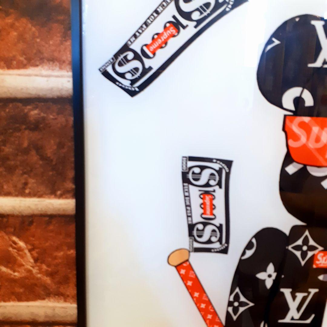 特殊ミラーアートパネル ベアブリック Louis Vuitton Supreme