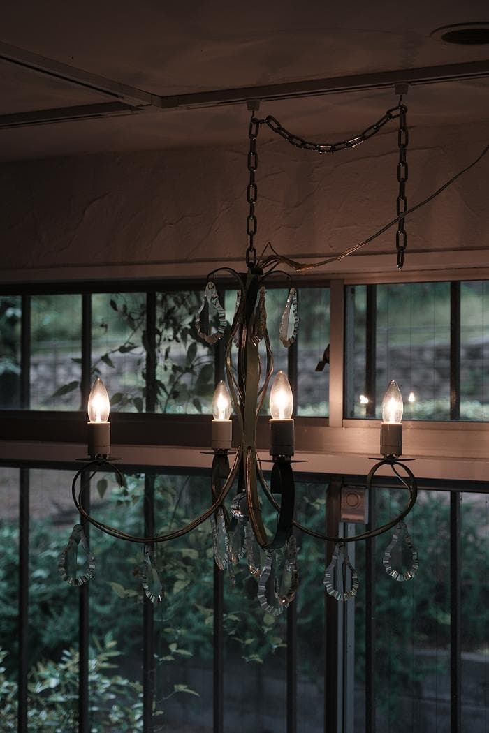 人気 ミントグリーンのアンティークシャンデリア