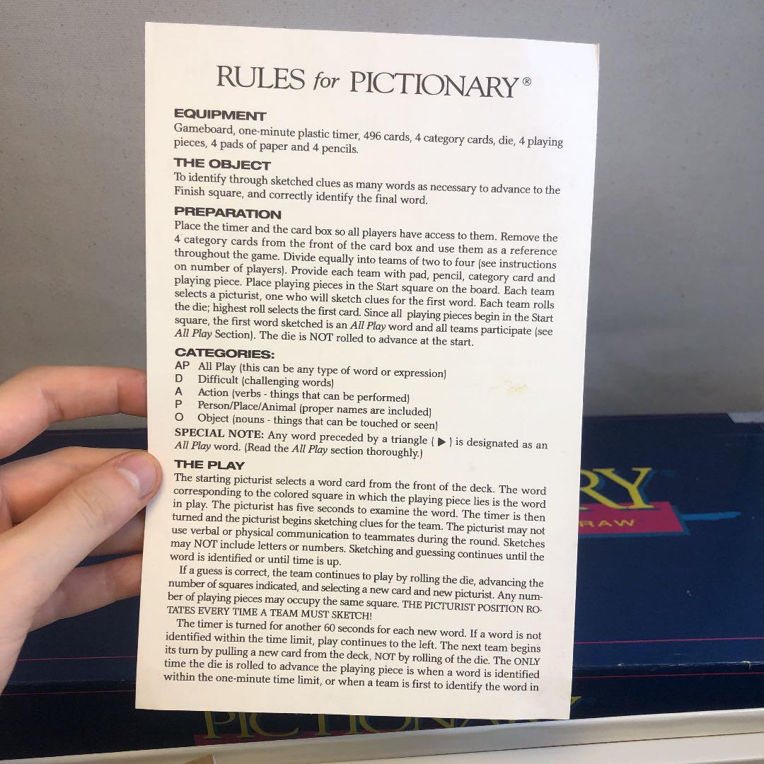 ピクショナリー ボードゲーム　レア英語版　９０年代版