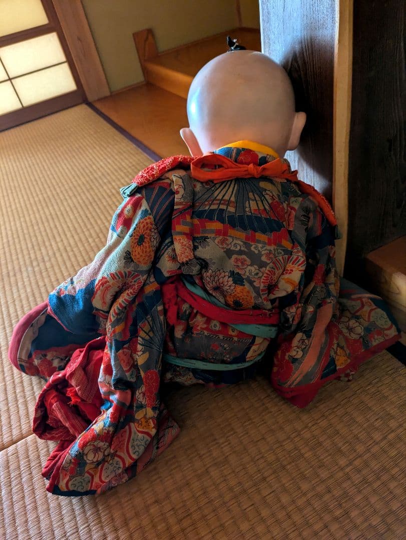 全長80ⅽⅿ 市松人形 幕末 高級武士 江戸縮緬 ビスクドール 爪切り