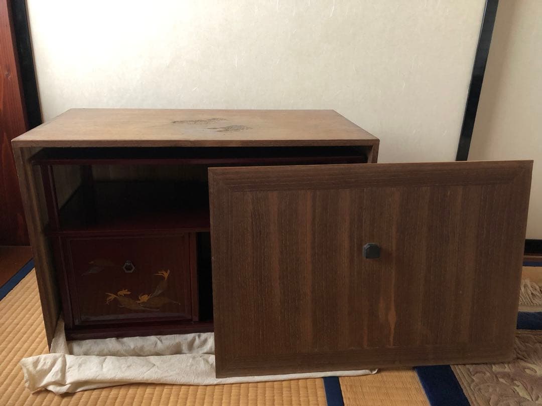 時代　蒔絵　飾り棚　茗荷　木箱入